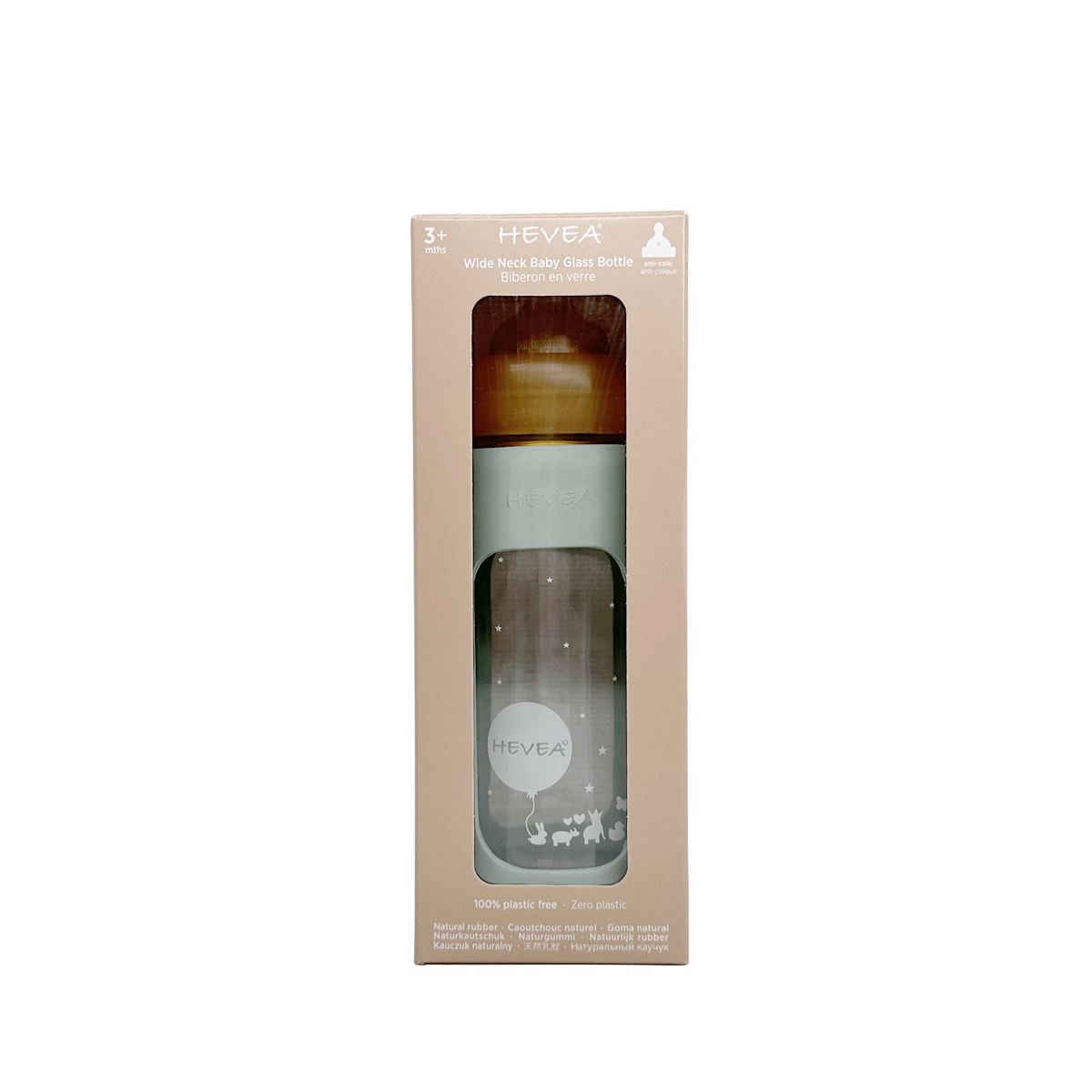 Wide Neck Baby Glass Bottle with Sleeve 250ml Single-Pack