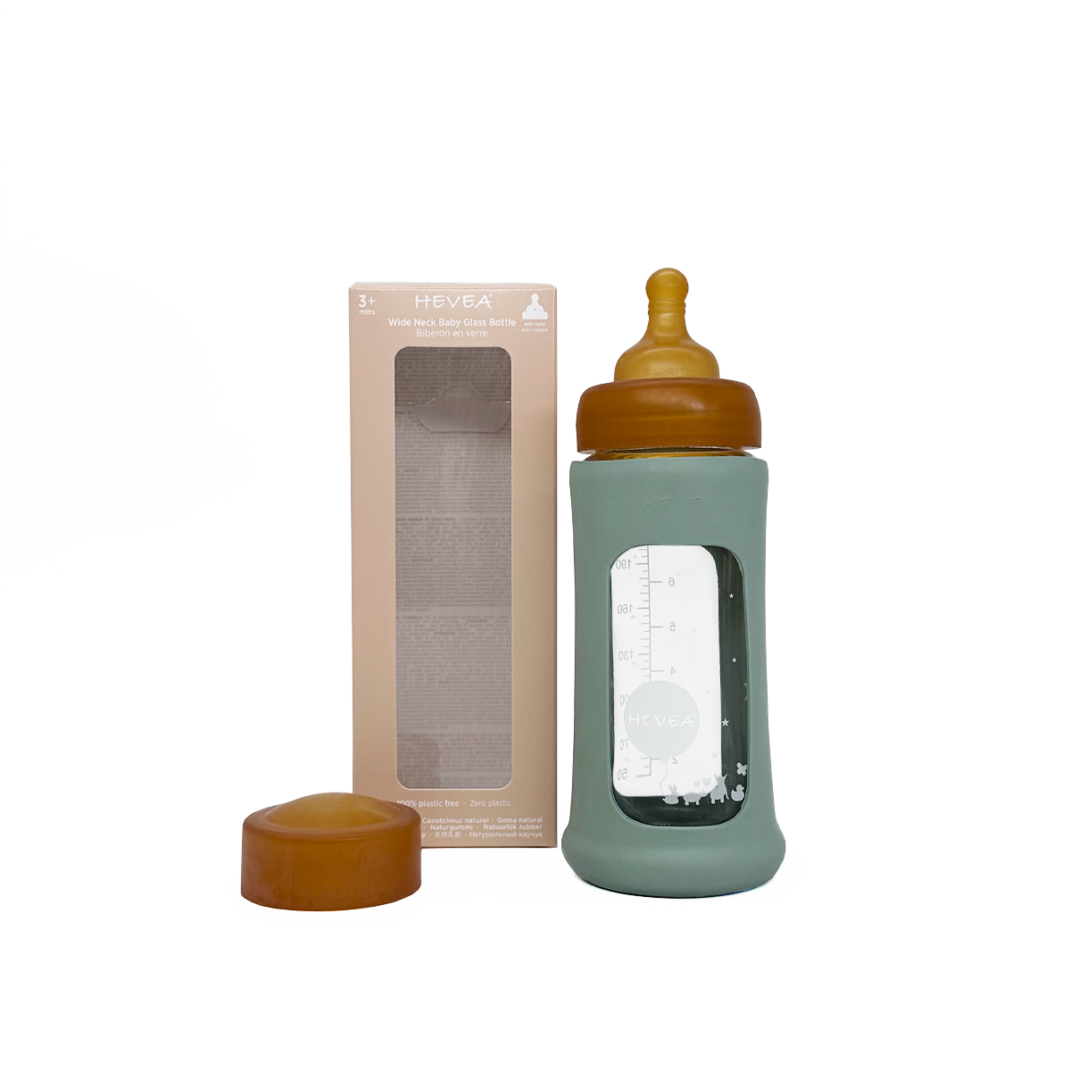 Wide Neck Baby Glass Bottle with Sleeve 250ml Single-Pack